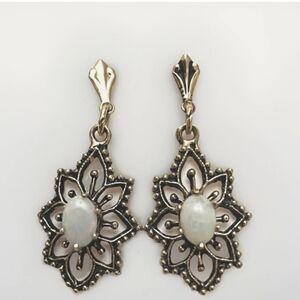 Antique Filigree Opal 10K Gold Filled Earrings